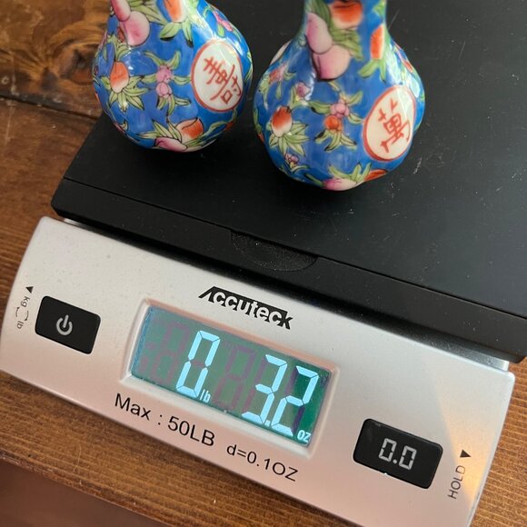 Pair Of Mini Chinese Porcelain Vases Floral Motif & Calligraphy Multicolor 3” - Picture 9 of 9